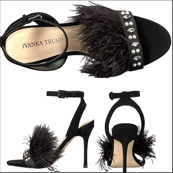 IVANKA TRUMP SUEDE/JEWELED OSTRICH FEATHER HEELS - Picture 5 of 8
